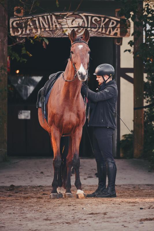 Portret jezdziec kon stajnia iskra — fotografia Maciej Zawiasa