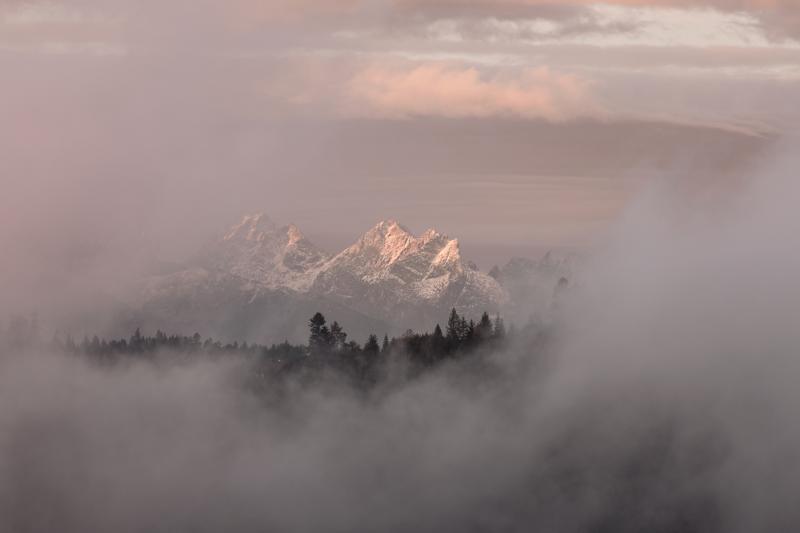 Tatry czorsztyn panorama rozowe niebo mgla — fotografia Maciej Zawiasa